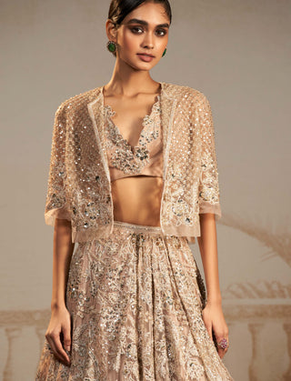 Ridhi Mehra-Jhumka Champagne Lehenga And Jacket Set-INDIASPOPUP.COM