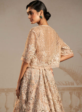 Ridhi Mehra-Jhumka Champagne Lehenga And Jacket Set-INDIASPOPUP.COM