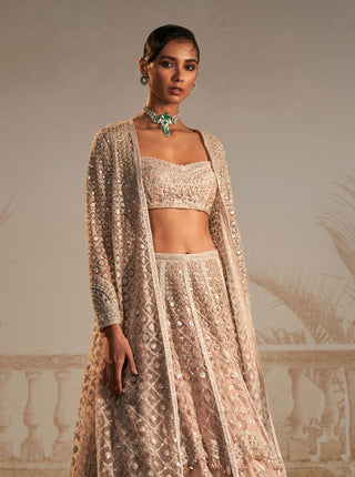 Ridhi Mehra-Gallaan Champagne Lehenga And Jacket Set-INDIASPOPUP.COM