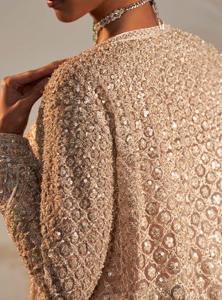 Ridhi Mehra-Gallaan Champagne Lehenga And Jacket Set-INDIASPOPUP.COM