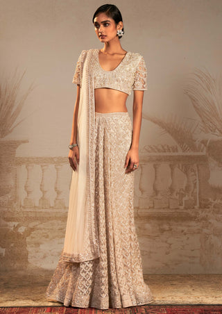 Ridhi Mehra-Shehnai Ivory Skirt Sari Set-INDIASPOPUP.COM