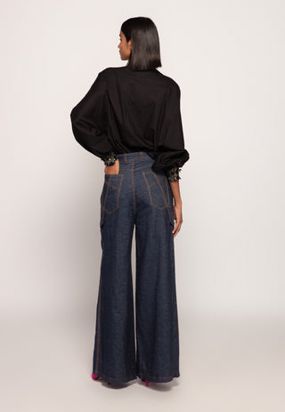 Saaksha & Kinni-Black Batwing Shirt And Jeans-INDIASPOPUP.COM