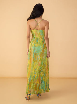 Kiara chiffon green multicolor dress