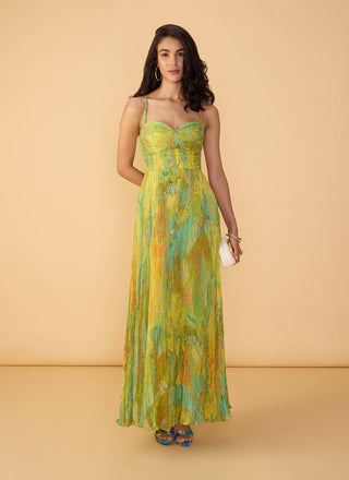 Kiara chiffon green multicolor dress