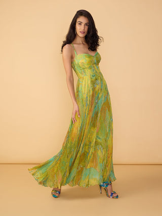 Kiara chiffon green multicolor dress