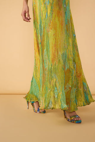Kiara chiffon green multicolor dress