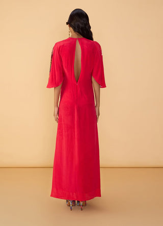 Mischka raspberry red dress