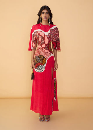 Mischka raspberry red dress