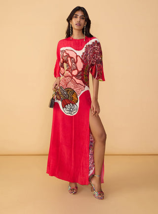 Mischka raspberry red dress