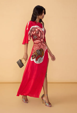 Mischka raspberry red dress