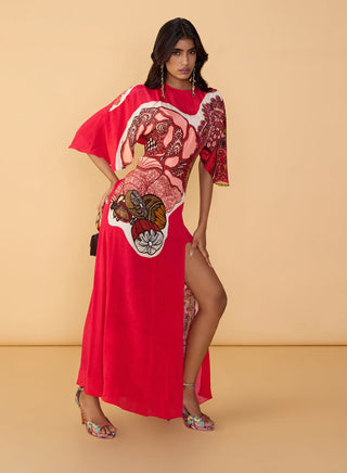 Mischka raspberry red dress