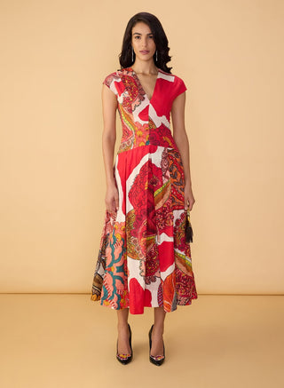 Ramie raspberry red dress