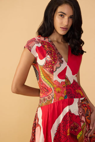 Ramie raspberry red dress