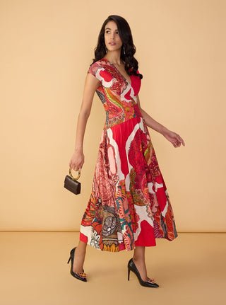 Ramie raspberry red dress