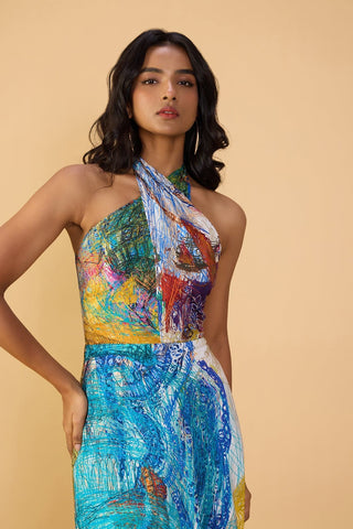 Shailee multicolor halter dress