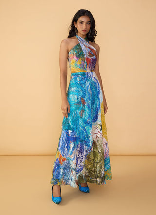 Shailee multicolor halter dress