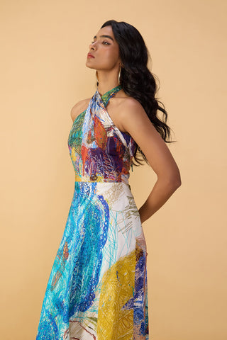 Shailee multicolor halter dress