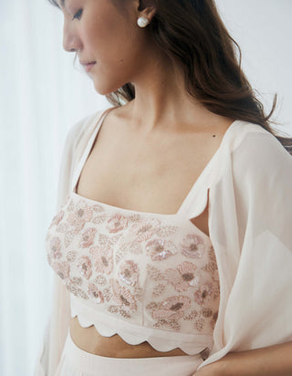 Lavanya Ahuja-Blush Cloud Cape And Palazzo Set-INDIASPOPUP.COM