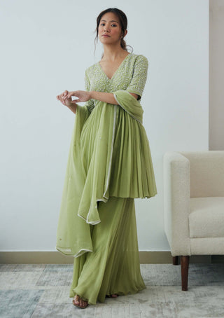 Lavanya Ahuja-New Leaf Green Sharara Set-INDIASPOPUP.COM