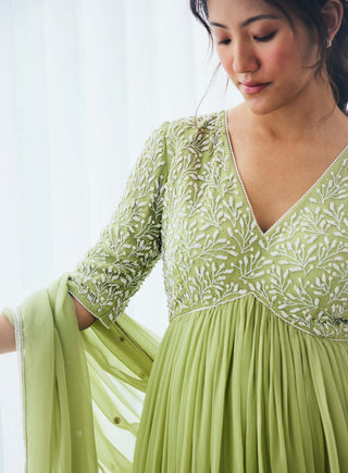 Lavanya Ahuja-New Leaf Green Sharara Set-INDIASPOPUP.COM