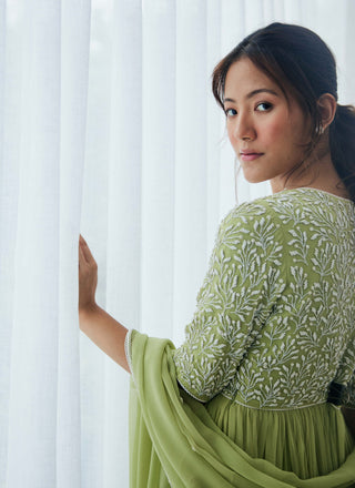 Lavanya Ahuja-New Leaf Green Sharara Set-INDIASPOPUP.COM