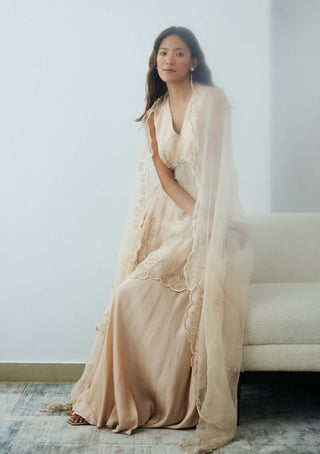 Lavanya Ahuja-Pearled Sand Sharara Set-INDIASPOPUP.COM
