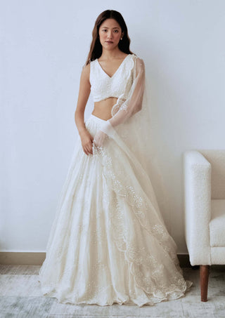 Lavanya Ahuja-Ivory Organza Lehenga Set-INDIASPOPUP.COM
