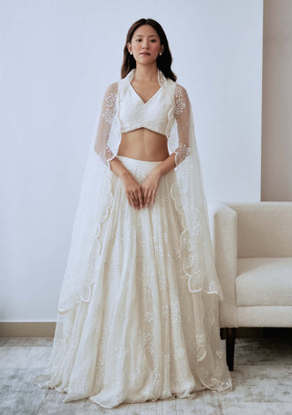 Lavanya Ahuja-Ivory Organza Lehenga Set-INDIASPOPUP.COM