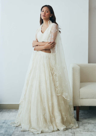 Lavanya Ahuja-Ivory Organza Lehenga Set-INDIASPOPUP.COM