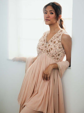Lavanya Ahuja-Sand Blush Tunic And Sharara Set-INDIASPOPUP.COM