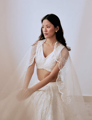 Lavanya Ahuja-Ivory Organza Lehenga Set-INDIASPOPUP.COM