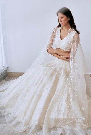 Lavanya Ahuja-Ivory Organza Lehenga Set-INDIASPOPUP.COM