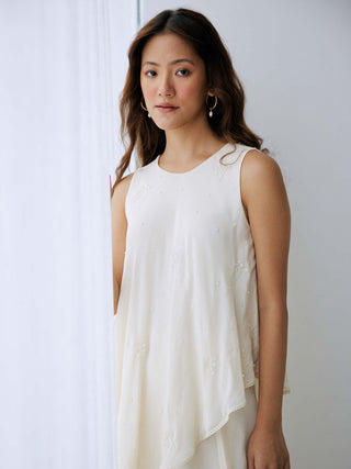 Lavanya Ahuja-Ivory Asymmetrical Tunic And Pants-INDIASPOPUP.COM