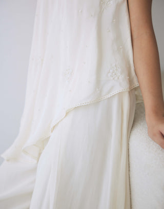 Lavanya Ahuja-Ivory Asymmetrical Tunic And Pants-INDIASPOPUP.COM