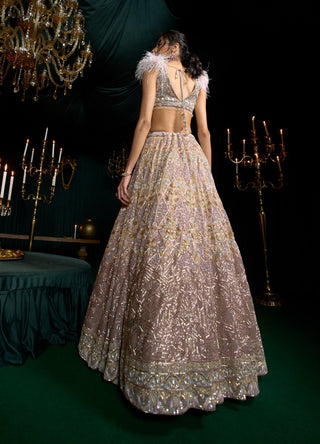 Shirin Lavender Sequins Lehenga Set by Roqa available on Indiaspopup.com
