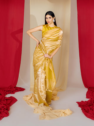 Ekaya-Yellow Tissue Sari-INDIASPOPUP.COM