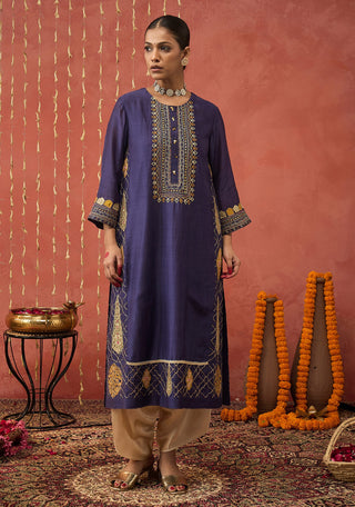 Purple Rani Embroidered Kali Kurta Set by Shivani Bhargava available on Indiaspopup.com