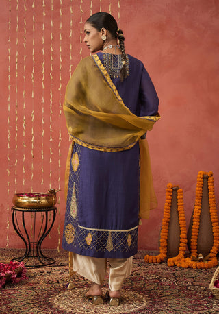 Purple Rani Embroidered Kali Kurta Set by Shivani Bhargava available on Indiaspopup.com