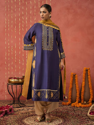 Purple Rani Embroidered Kali Kurta Set by Shivani Bhargava available on Indiaspopup.com