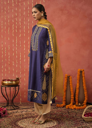 Purple Rani Embroidered Kali Kurta Set by Shivani Bhargava available on Indiaspopup.com
