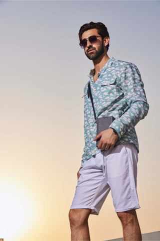 Chatenya Mittal-Cloud Blue Print Shacket-INDIASPOPUP.COM