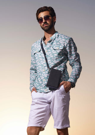 Chatenya Mittal-Cloud Blue Print Shacket-INDIASPOPUP.COM