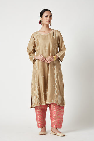 Payal Pratap-Beige Inaya Embroidered Kurta Set-INDIASPOPUP.COM