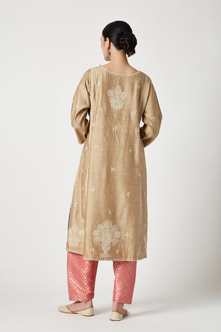 Payal Pratap-Beige Inaya Embroidered Kurta Set-INDIASPOPUP.COM