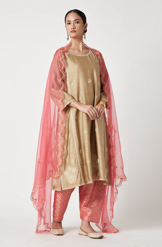 Payal Pratap-Beige Inaya Embroidered Kurta Set-INDIASPOPUP.COM