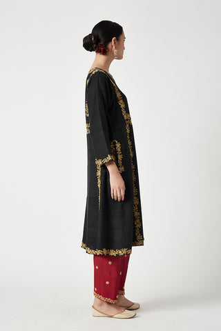 Payal Pratap-Black Wine Ishtar Embroidered Kurta Set-INDIASPOPUP.COM