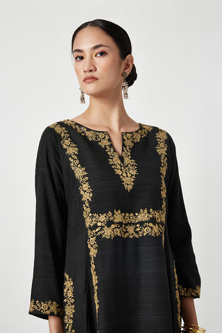 Payal Pratap-Black Wine Ishtar Embroidered Kurta Set-INDIASPOPUP.COM