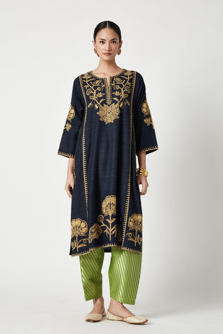 Payal Pratap-Navy Zora Embroidered Kurta Set-INDIASPOPUP.COM