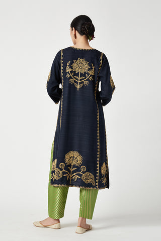 Payal Pratap-Navy Zora Embroidered Kurta Set-INDIASPOPUP.COM