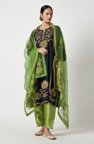 Payal Pratap-Navy Zora Embroidered Kurta Set-INDIASPOPUP.COM